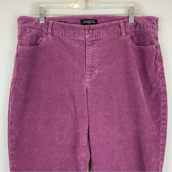 Talbots Flawless Five-Pocket Petite Boyfriend Burgundy Corduroy Pants Size 16P - Picture 2 of 8
